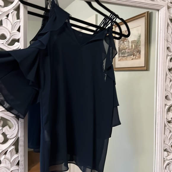 Blue cold shoulder blouse - Picture 4 of 5